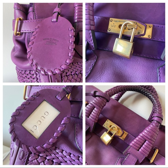 Violet purple leather gucci handmade top handle bag $3600 retail authentic - Picture 4 of 17
